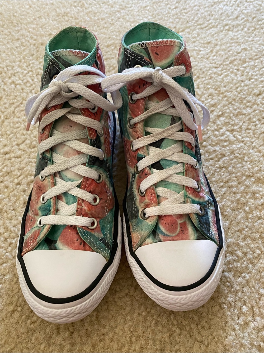 Converse Kids High-Top Sneakers with Watermelon Print and White Laces